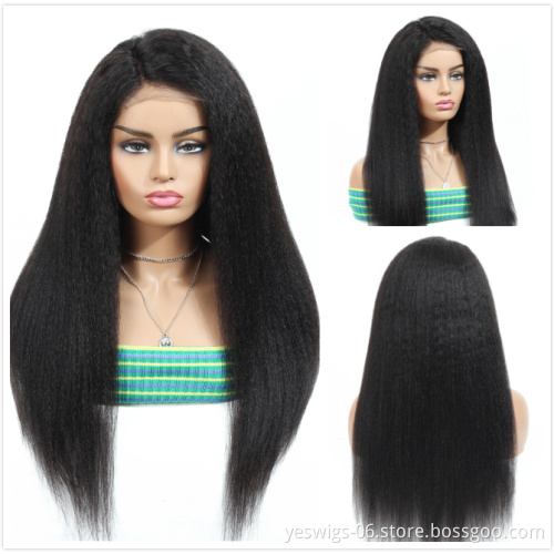 Wig Vendor Wholesale Yaki Straight 13*6 HD Lace Frontal Wig Human Hair Original Cambodian Virgin Cuticle Aligned HD Lace Wig